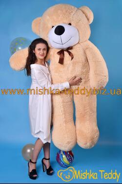 Большой плюшевый мишка 200 см персиковый